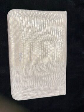 Textured Cream Cosmetic Pouch with Subtle Logo